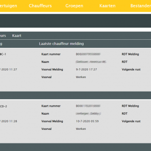 Bij RDL-LIVE is het mogelijk de status van het voertuig direct te monitoren.