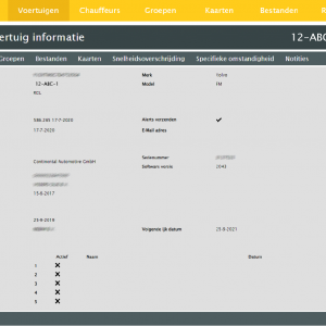 In één overzicht alle voertuig data inzien, tevens kun je hier alerts aanmaken.